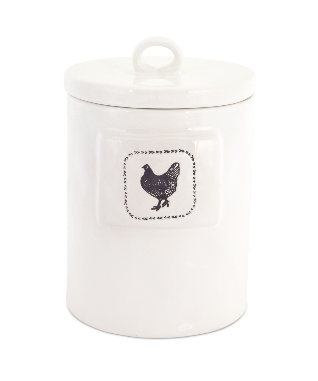 Melrose Chicken Storage Canisters - 8.25" - White and Black - Set of 2